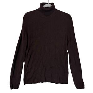 Perry Ellis Ribbed Sweater Mens Medium Brown Regular Moisture Wicking Turtleneck